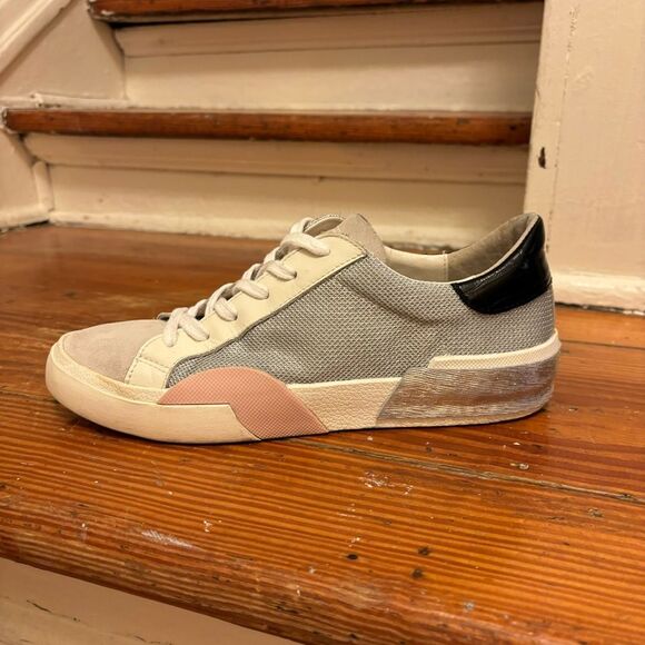 Dolce Vita Womens Zina Multi Mesh Sneakers Size 6.5 White Pink Silver Suede - Picture 7 of 8
